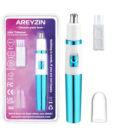 Nose Hair Trimmer for Women Professional Nose Trimmer Painless Nose Trimmer Ladies Eyebrow and Facial Hair Trimmer Battery-Operated Waterproof Dual Edge Blades for Easy Cleansing Royal Blue