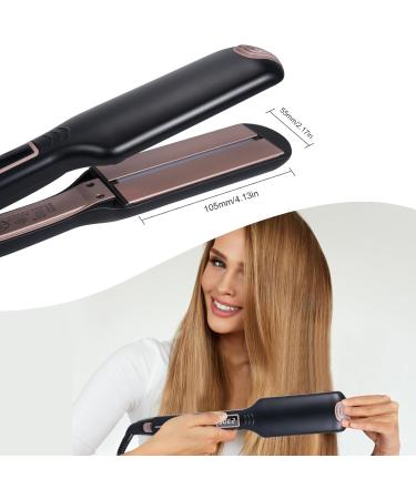 Adjustable Temperature Wide Plate Hair Straightener | 2.2 in Fluffy Electric Iron - International Shipping Available - Buy Online on GoSupps.com