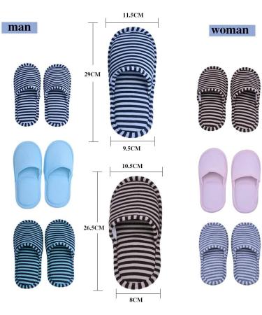 Alomejor Foldable Travel House Shoes | Portable Striped Spa Slippers | Washable Non-Slip Indoor Cotton Slippers - Buy Online on GoSupps.com