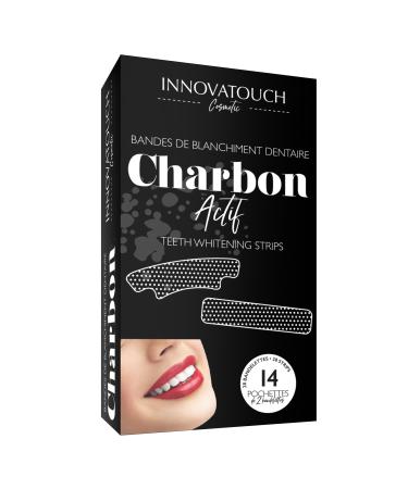 INNOVATOUCH Cosmetic Activated Charcoal Teeth Whitening Strips - Removes Stains and Yellowing Gentle Formula Minty Freshness 28 Strips