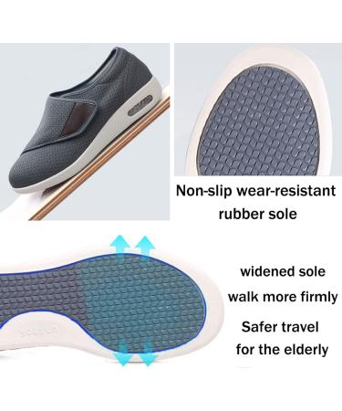 Extra Wide Women's Diabetic Shoes with Adjustable Closure - Bluegray, Size 39 | Anti-Slip Orthopedic Slippers for Swollen Feet & Arthritis - Buy Online on GoSupps.com
