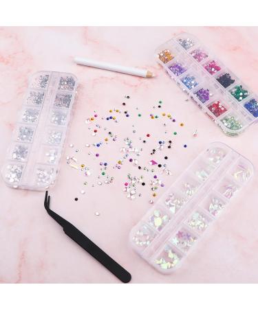 Flat Back Nail Gem Kit with Tweezer, Pen & AB Crystals - Nail Art & Craft Stones for Face, Teeth - 02 - Buy Online on GoSupps.com