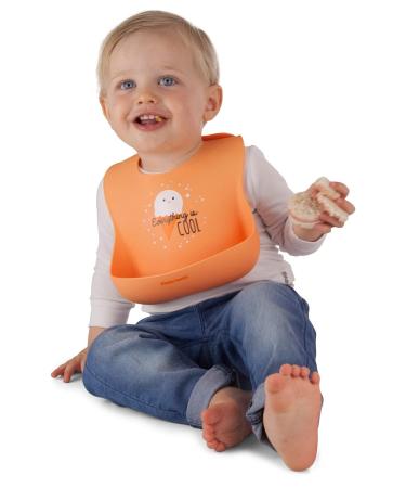 Kiddo Feedo Roll Up Bib for Baby & Toddler | Easy Clean Mealtime Bib with Pocket | Comfortable Orange Bib for Mess-Free Dining - Buy Online on GoSupps.com