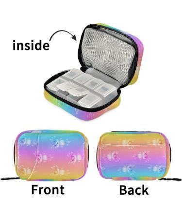 Pfrewn 7-Day Rainbow Axolotl Pill Organizer Case - Portable Travel Pill Box & Zipper Pouch for Vitamins & Supplements - Buy Online on GoSupps.com