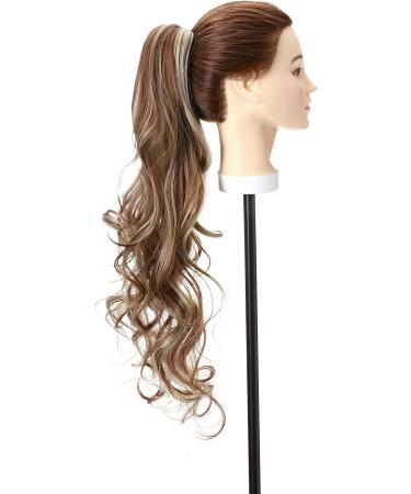 S-noilite Curly Wavy Ponytail Extension | Clip in Synthetic Hairpiece 24 155g | Light Brown & Ash Blonde - Buy Online on GoSupps.com