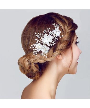Frcolor Wedding Bridal Side Hair Clips with Flower Pearl - Elegant Hair Accessories for Brides | International Shipping Available - Buy Online on GoSupps.com
