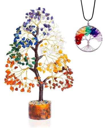 R&P Tree Crystal Seven Chakra Gemstone Feng Shui Figure - 30 cm Bonsai for Wealth Happiness Healing & Balance - Unique Reiki Crystals Decoration & Ornament Gift - Buy Online on GoSupps.com