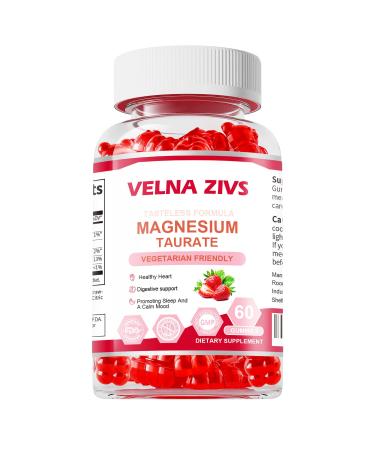 Magnesium Taurate Gummies 1800mg Magnesium Taurate Supplement High Absorption& chewable for Kid and Adults Muscle and Heart Health Support Vegan Gluten Free 60 Counts 60 Count (Pack of 1)