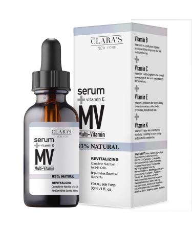 Clara's New York Revitalizing Multi-Vitamin Facial Serum Replenishes Essential Nutrients and Vitamins Refreshed and Brightened Complexion Suitable For All Skin Types 30ml