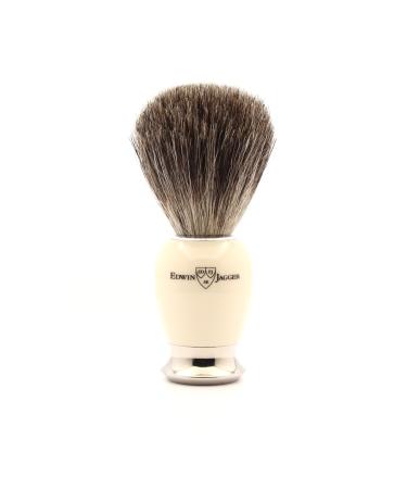 Edwin Jagger 81SB587AMZ Imitation Ivory & Nickel Classic Pure Badger Shaving Brush for Shaving Cream or Soap for Men (Ivory)