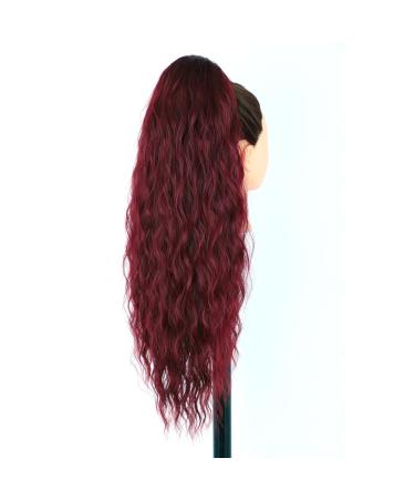 Luovce Synthetic Ponytail Extension Long Wavy Drawstring Ponytail Hair Extension 26 inches #99j Colour