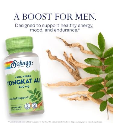 Solaray Tongkat Ali 400 mg - 60 VegCaps | Boost Energy & Vitality - Buy Online on GoSupps.com