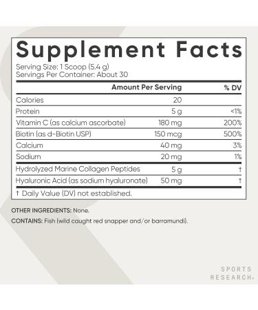 Sports Research Marine Collagen Beauty Complex - Unflavored 5.75 oz for Healthy Skin & Joints - Buy Online on GoSupps.com