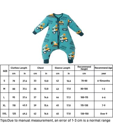 ZIGJOY Toddler Sleeping Bag 1.5 TOG | 100% Cotton Sleep Sack with Feet | All Year Round | 10-13T Baby | Excavator Design - Buy Online on GoSupps.com
