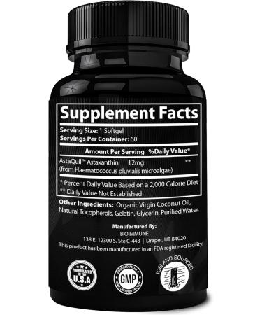 2 Pack Triple Strength AstaQuil Astaxanthin 12mg Enhanced Absorption 120 Softgels w/Organic Coconut Oil. Powerful Antioxidant for Eye Joint & Heart Health 60 Count (Pack of 2) - Buy Online on GoSupps.com
