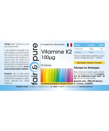 Fair & Pure - Vitamin K2 100 g - natural - vegan - all trans MK-7-90 capsules - Buy Online on GoSupps.com