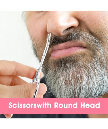 WLLHYF 3 Pcs Nose Hair Scissors Facia Eyebrow Mustache Ear Hair Grooming Trimming Scissors Stainless Steel Professional Small Beard Nail Cuticle Eyelashes Beauty Scissors for Men Women(Silver) - Buy Online on GoSupps.com