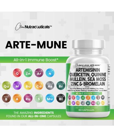 Immune Support Supplement with Artemisinin, Quercetin, Zinc, Mullein, Quinine, and Key Nutrients - 2500mg - 1000mg - 100mg - Made in USA - Buy Online on GoSupps.com