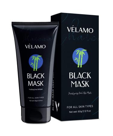 VELAMO Blackhead Remover Mask, Purifying Peel Off Black Mask, Charcoal Black Mask, Deep Cleansing Facial Mask for Face and Nose, 60g