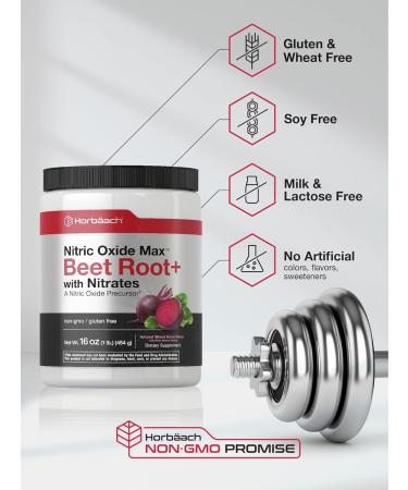 Horbäach Nitric Oxide Beet Root Powder - 16 oz (454g) - Vegan Non-GMO Gluten Free Mixed Berry Flavor Supplement for Enhanced Performance - Buy Online on GoSupps.com