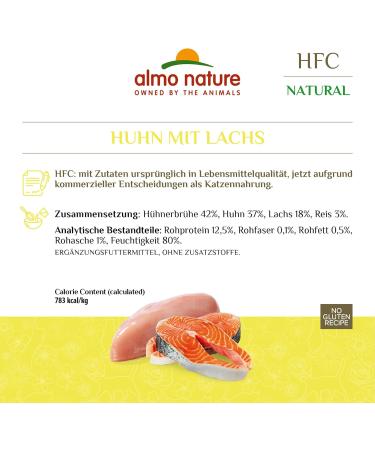 Almo Nature HFC Natural Wet Cat Food - Chicken & Salmon 12-Pack (280g) - Healthy & Gourmet Cat Meals - Buy Online on GoSupps.com