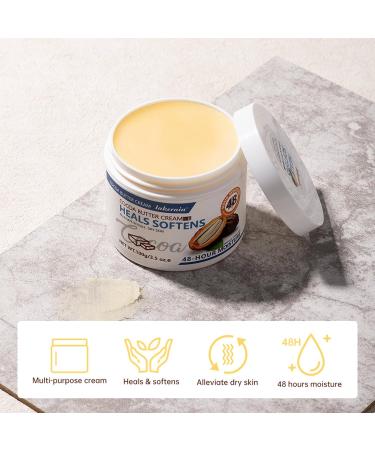 Cocoa Butter Cream for Body & Face Skin Nourishing Deep Moisturising Body Cream Cocoa Butter Moisturiser for Dry Sensitive Skin 100g - Buy Online on GoSupps.com
