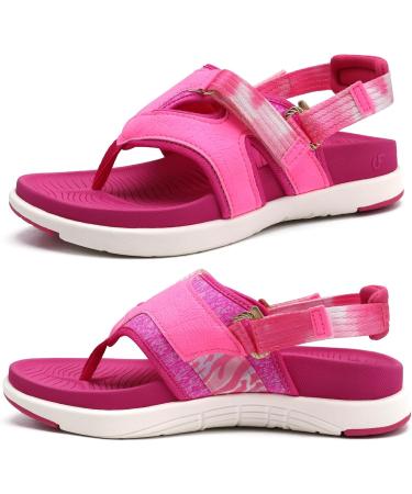 Buy COFACE Women's Flip-Flops Sandals - Lightweight Athletic Soft Cushion Orthotic Support Size 7 Rose Red for Summer Beach Wear - Buy Online on GoSupps.com