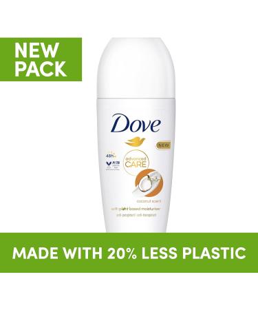 Dove Advanced Care Coconut Anti-Perspirant Deodorant with plant-based moisturiser Roll On for 48-hour odour protection 6x 50 ml Coconut 8.33 ml (Pack of 6) - Buy Online on GoSupps.com