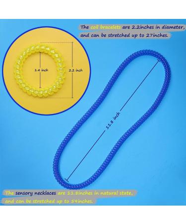 Chew Necklaces Bracelets 12 Pack for Sensory Kids - Stretchy Coil Bracelet for Boys Girls - Relieve Autism Anxiety ADHD - Oral Chew Toys for Fidgeting - Buy Online on GoSupps.com