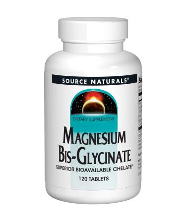 Source Naturals Magnesium Bis-Glycinate - Supports Cardiovascular and Muscle Health - 120 Tablets 1 120 Count (Pack of 1) - Buy Online on GoSupps.com