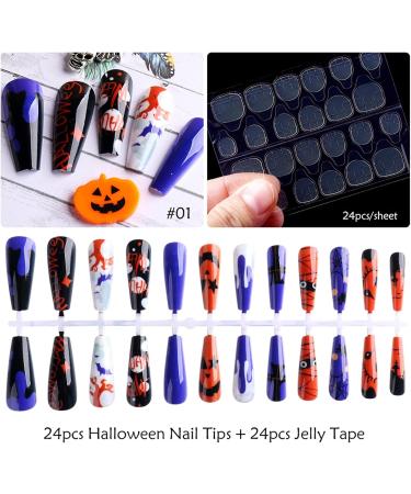 False Nails with Designs Glossy Fake Nails | Skull Fake Nails Glossy Stick on Nails for Women Halloween Shakven - Buy Online on GoSupps.com