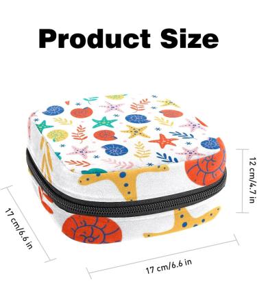 Starfish Seashell Pattern Sanitary Napkin Storage Bag for Menstrual Cup - Zipper Pouch for Women & Teens - Buy Online on GoSupps.com