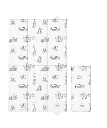 Deluxe Unisex Folding Travel Nappy Baby Changing Mat with Popper Close - 40cms x 60cms (Open) - Black & White Winnie the Pooh