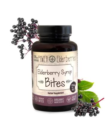 The POWER of Elderberries Elderberry Syrup Bites Vegetarian-Friendly Elderberry Vitamins with Black Elderberry for Immune Support Sambucus Elderberry Without Artificial Sweeteners 40 Count