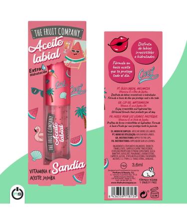 The Fruit Company Watermelon Lip Oil Extra Hydrating Formula 3.6ml Jojoba Oil Vitamin E All Day Protection Vegan Formula Cruelty Free - Buy Online on GoSupps.com