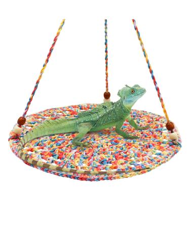 Dnoifne Reptile Hammock Swing Hanging Bed Cute Lizard Swing Toy Cotton Lizard Bed Reptile Summer Bed for Bearded Dragon Leopard Gecko Lizard Birds Parrots Rats (Colorful)