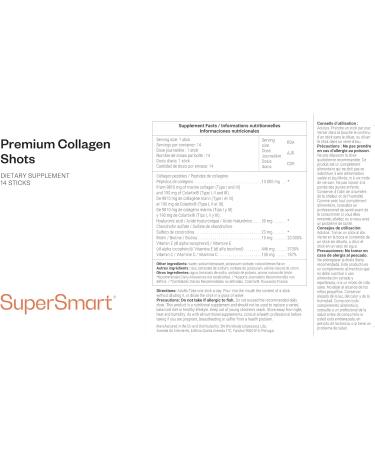 Premium Collagen Shots - Marine Collagen Shots Powder - Hyaluronic Acid - Vitamins C & E - For Radiant and Hydrated Skin - 14 Day Anti-Aging Program - Handy Size - SuperSmart - Buy Online on GoSupps.com