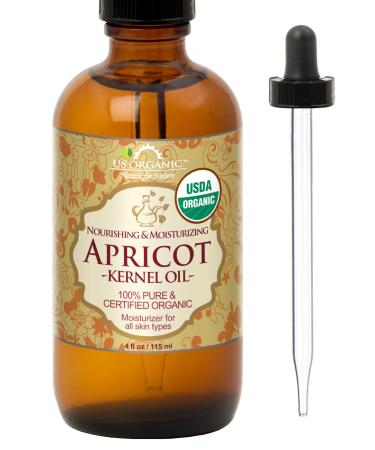 US Organic Apricot Kernel Oil USDA Certified Organic 100% Pure & Natural Cold Pressed Virgin Unrefined in Amber Glass Bottle w/Glass Eyedropper for Easy Application (4 oz (Large)) Cranberry 4 Fl Oz (Pack of 1)