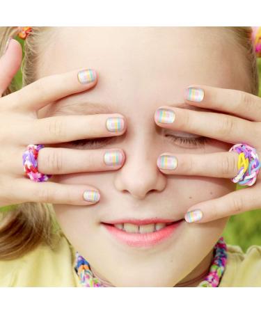 72 Pieces Kids False Nails - Rainbow Theme Full Cover Short Artificial Nail Kit for Girls - Children's Nail Design Decoration - 3 Boxes - Buy Online on GoSupps.com