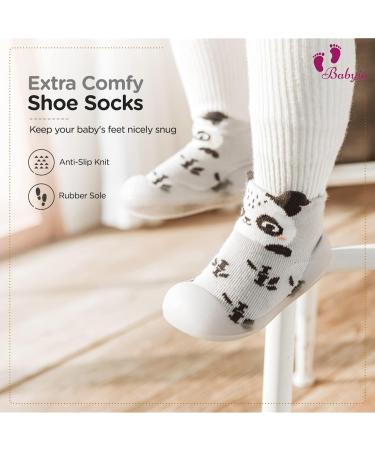 Babyio Anti Slip Baby Sock Shoes - Grey 18-24 Months | Toddler First Walking Shoes for Boys & Girls - Buy Online on GoSupps.com