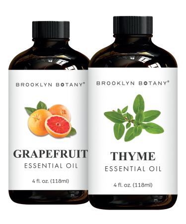 Brooklyn Botany Grapefruit & Thyme Essential Oils 4 Fl Oz (Pack of 2) 100% Pure & Natural Refreshing & Herbal Aromatherapy Blend