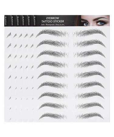 Sibba 6 Sheets Eyebrow Tattoo Sticker Set - Temporary Waterproof Eyebrow Practice Kit for Women (Black) - Buy Online on GoSupps.com