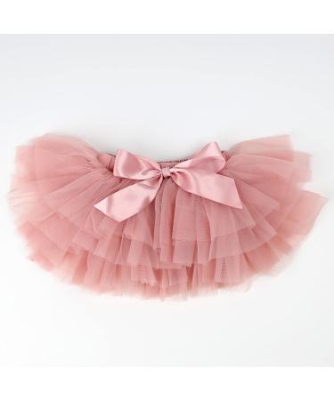 Hoolchean Baby Girls Soft Tutu Skirt & Flower Headband Set + Diaper Cover 6-12 Months - Dusty Pink - Buy Online on GoSupps.com