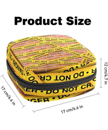 Menstruation Bag with Zipper - Stylish Women's Napkin & Tampon Collecting Bag | Yellow Police-Line Collection - Buy Online on GoSupps.com