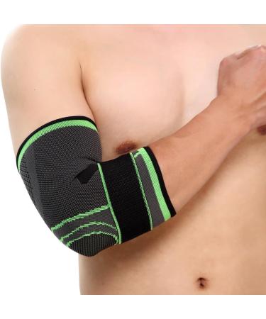 Elbow Brace Compression Support Sleeve - Adjustable Strapping for Pain Relief Arthritis Meniscus Tear - Ideal for Running & Joint Pain (M Green - Buy Online on GoSupps.com