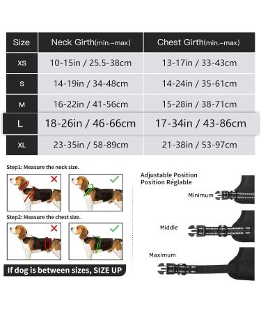 Adjustable No-Pull Heele Dog Harness for Large Breeds | Reflective Breathable Padded Handle | Black Size L (43-86cm) - Buy Online on GoSupps.com