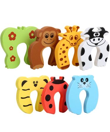 7Pcs Finger Pinch Guard, HNYYZL Cartoon Animal Door Stop Soft Foam Cushion Baby Finger Protector, Prevent Finger Pinch Injuries, Slamming Door, and Child or Pet from Getting Locked in Room