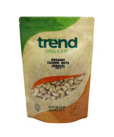 Trend Organic Cashew Nuts: Wholesome Snacking for Adults and Kids Certified Organic Vegan Non-GMO No Preservatives High in Fibre Rich in Protein and Healthy Fats Raw 500g Organic 500g