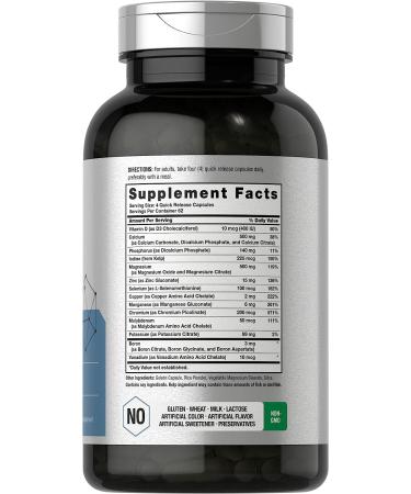Multi Minerals Supplement 250 Capsules | Iron Free | Non-GMO Gluten Free | Complex for Women and Men by Horbaach - Buy Online on GoSupps.com