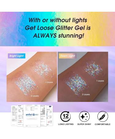  Sugeru Glitter gel for body eyeshadow hair and lips | Quick-drying waterproof long-lasting glitter makeup | Color-changing shimmering gel under light - Buy Online on GoSupps.com